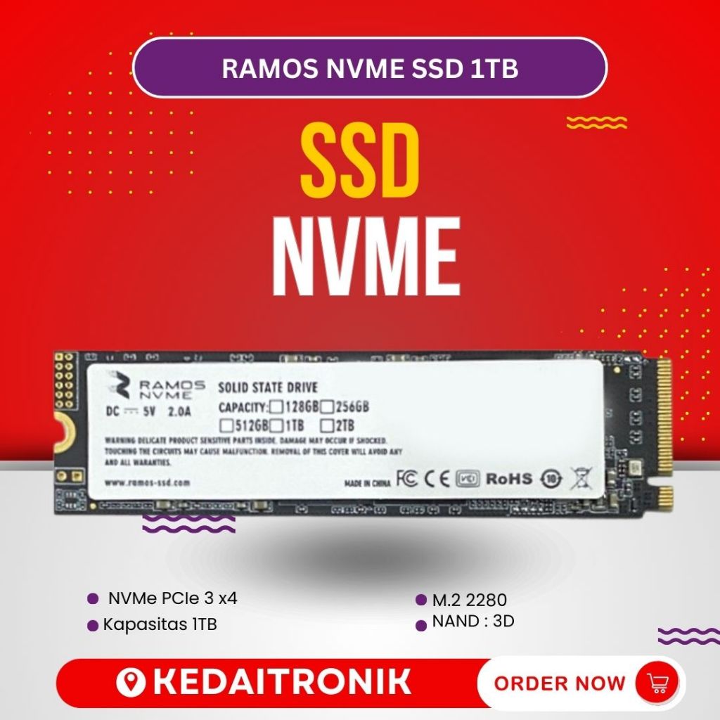 Ramos NVMe SSD 1TB Black Gold SSD NVMe M.2 2280 For PC Laptop ORI