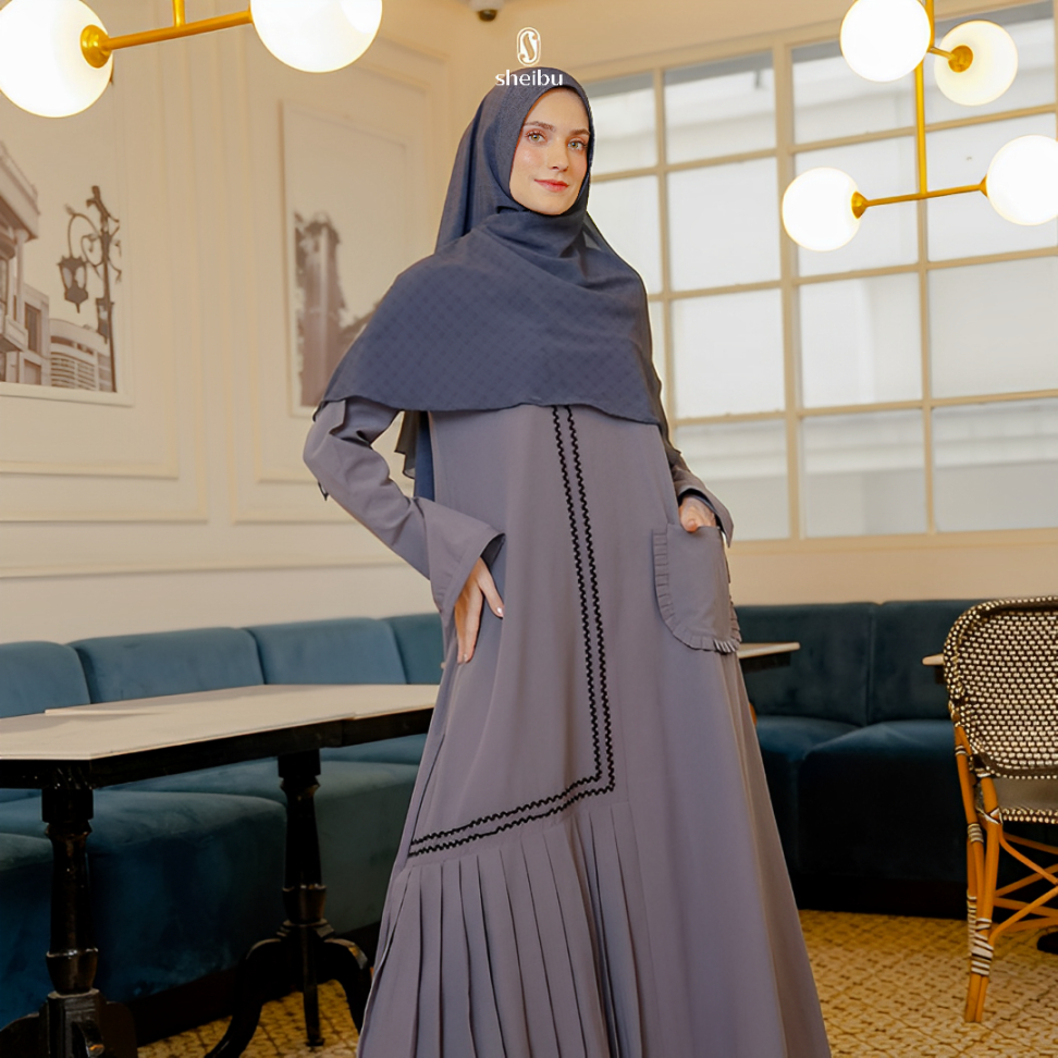 Sheibu Azalea Dress Gamis Muslim Wanita Formal Basic Hijab Syari Premium Adem Tidak Menerawang