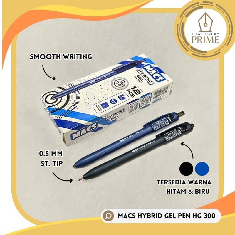 

MACS Hybrid Gel Pen HG 300 ( Pulpen Cetek / Pena / Retractable Ballpoint ) - Isi 12 pcs