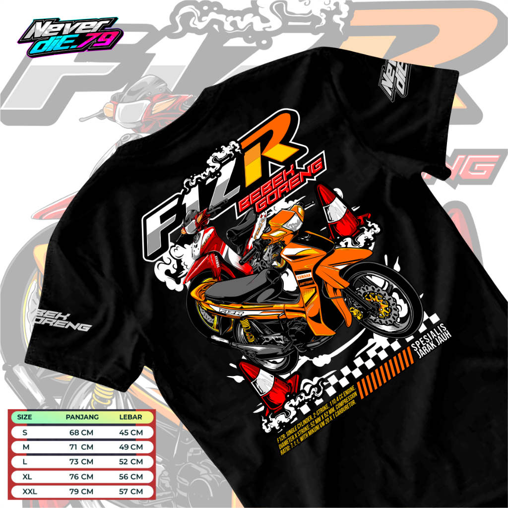 NEVERDIE79 KAOS TWO STROKE MOTOR FIZ R 2 STROKE RACING BEBEK GORENG