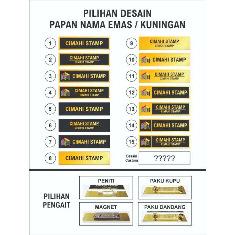 

Nametag / PAPAN NAMA DADA KUNINGAN EMAS