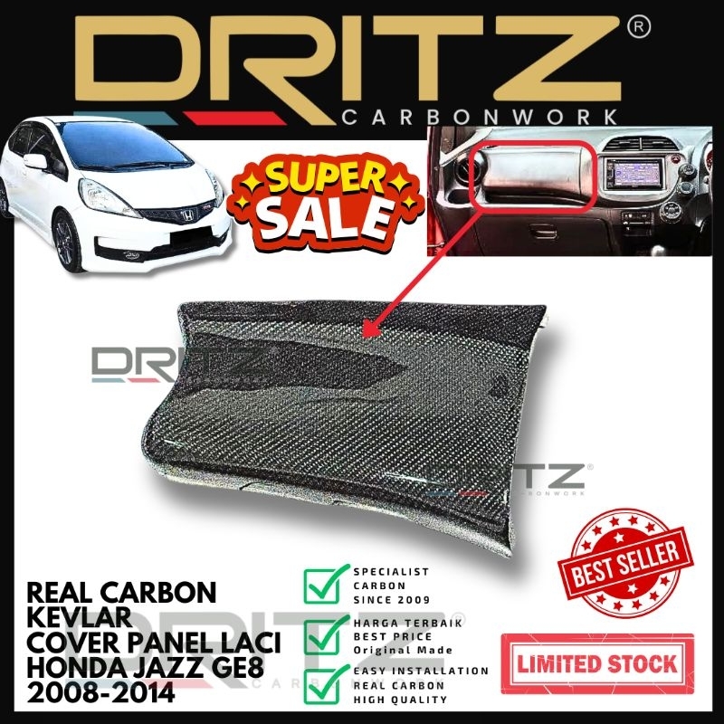 Asli Carbon Kevlar Cover Panel Laci Mobil HONDA JAZZ GE8 Aksesoris interior Karbon