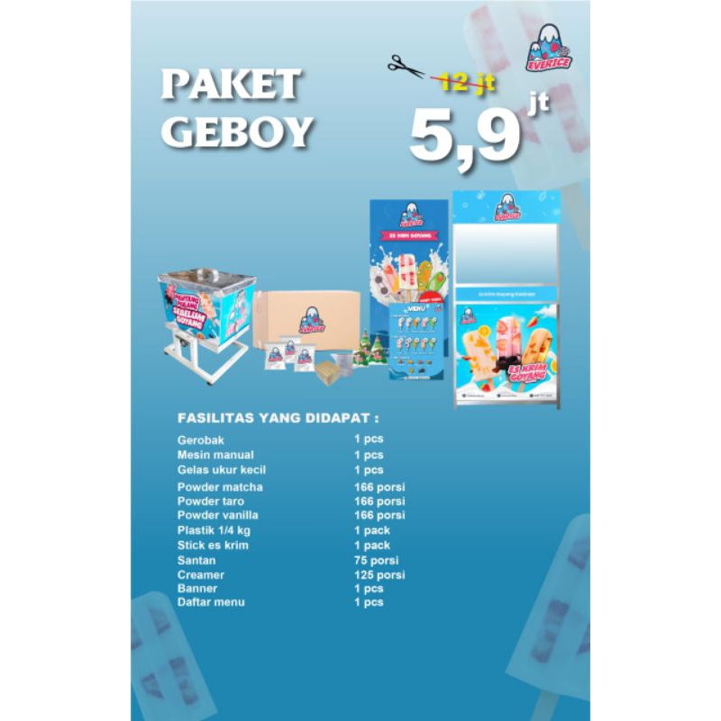 

Paket Usaha Geboy Es Goyang Everice