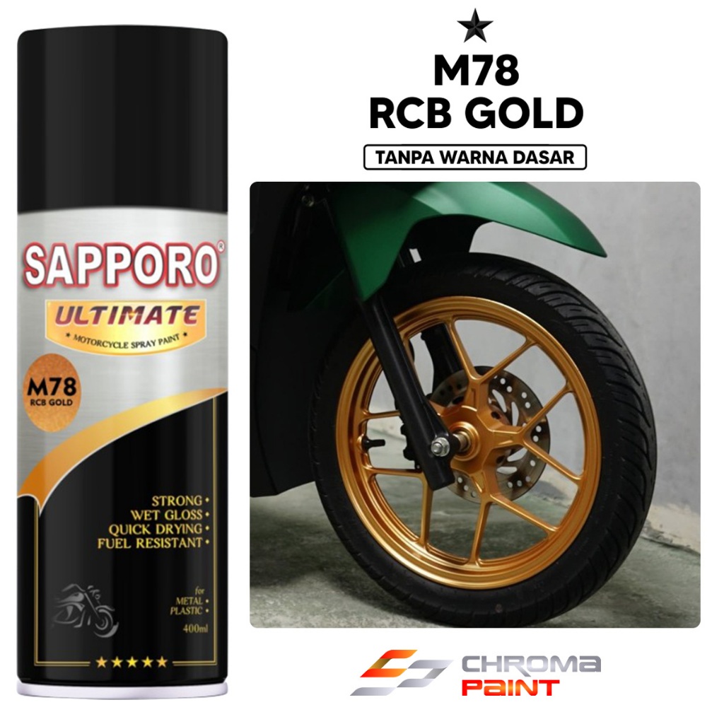 Cat Semprot Sapporo Ultimate M78 RCB Gold - Cat Aerosol Warna Emas Velg RCB
