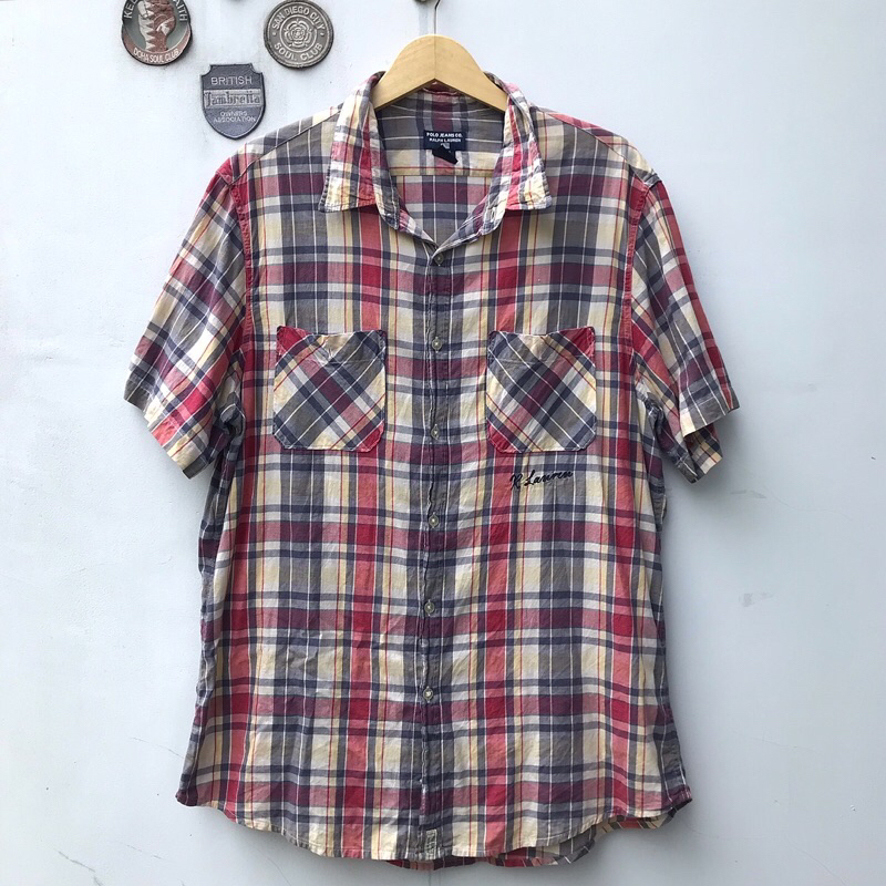 Vintage Ralph Lauren Polo Jeans Co madrass tartan shirt  double Pocket embroidered Polo Rl under poc