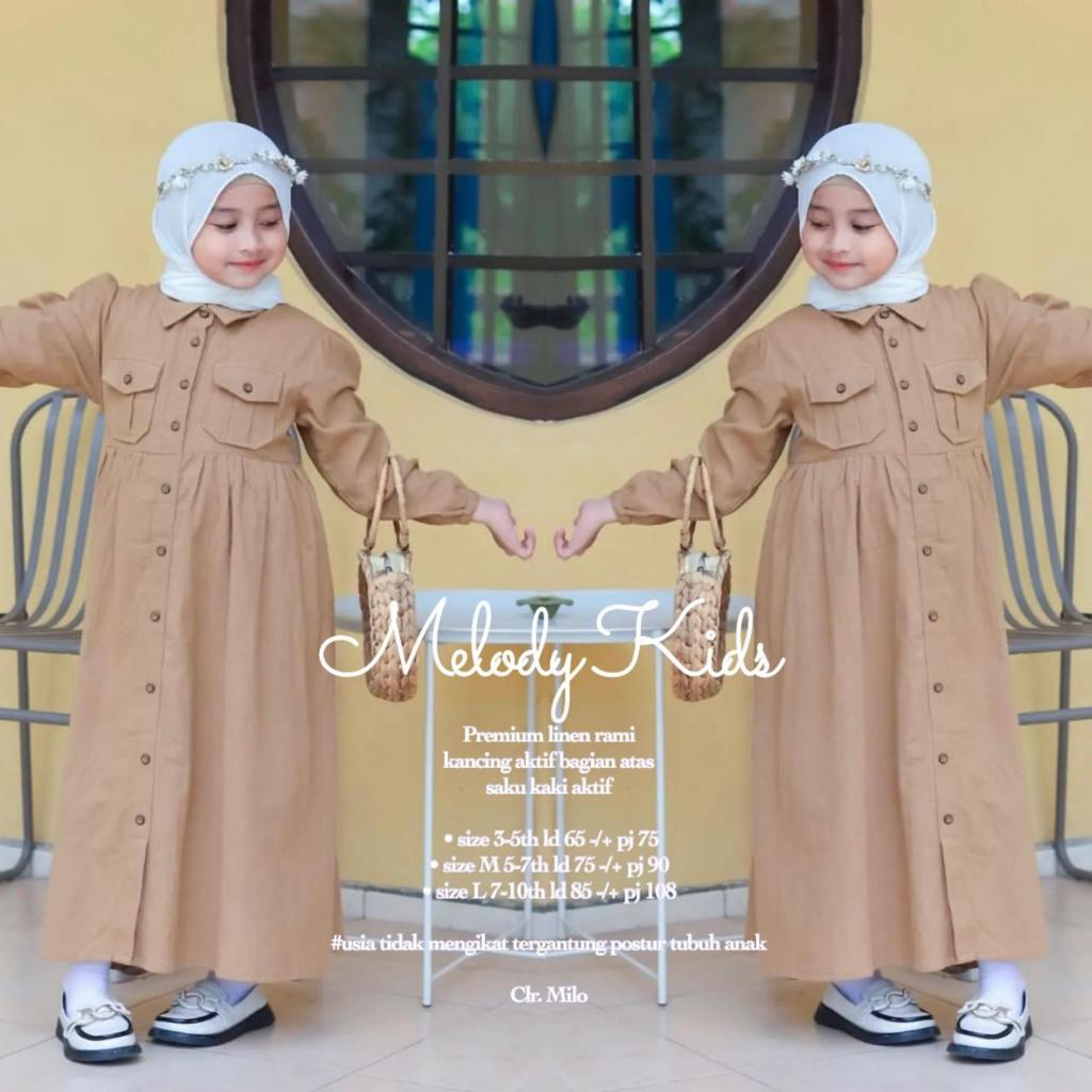 Melody Kids Baju Gamis Anak Perempuan Baju Muslim Anak Gamis Terbaru 2025 Dress Anak Remaja Tanggung