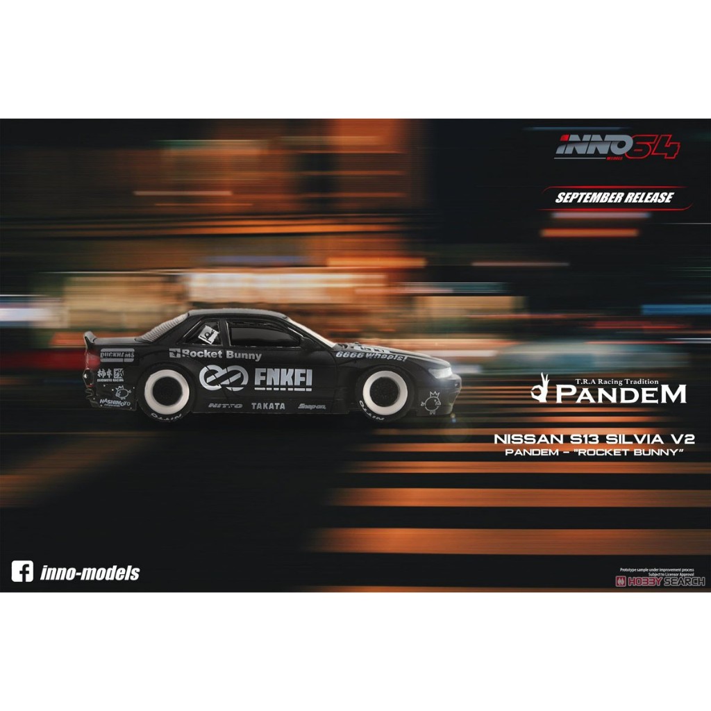 INNO64 Nissan Silvia S13 Rocket Bunny V2 Matte Black