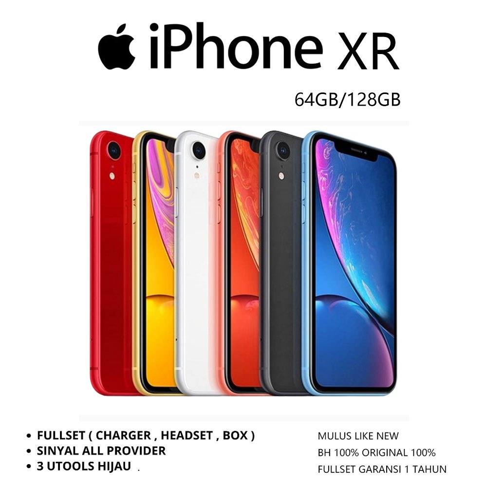 APPLE IPHONE XR 128GB/64GBIPXR HPXR SECOND MULUS LIKE NEW BERGANSI 100%