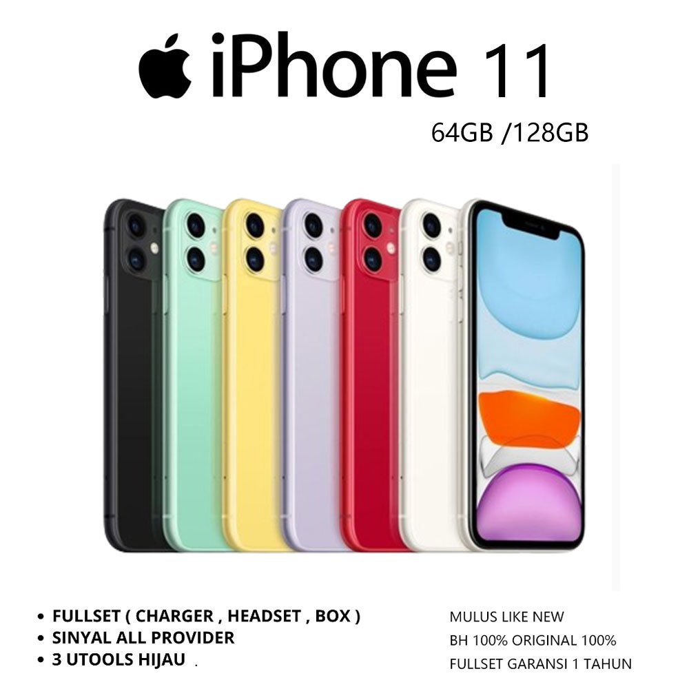 HP IPHONE 11 64GB/128GB IP11 HP11SECOND INTER ORIGINAL FULLSET LIKE NEWSecond Fullset  mulus