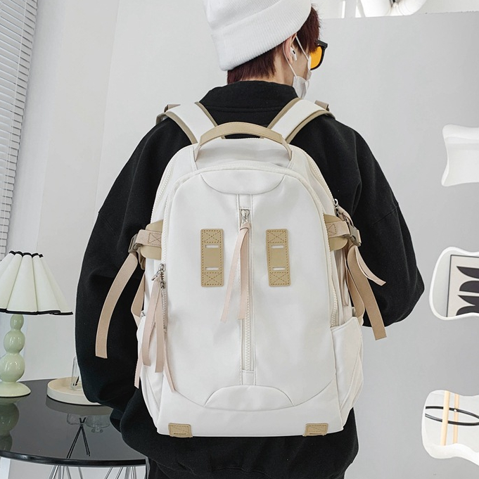 Tas Ransel Sekolah Kerja Minimalist Bahan Nilon Ringan Muat Laptop Waterproof-RD305