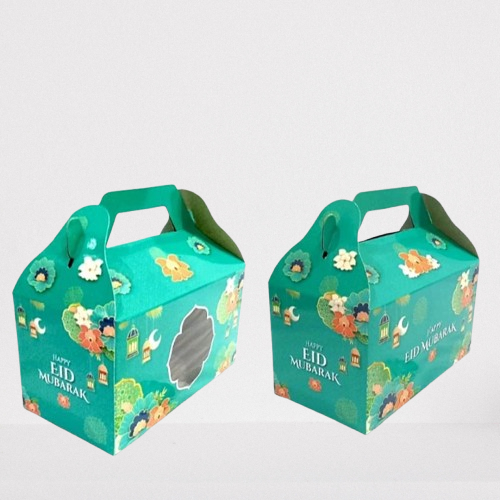 

5 pcs box jinjing motif lebaran kemasan kue kering dus hampers eid mubarak ukuran 10x19x12cm