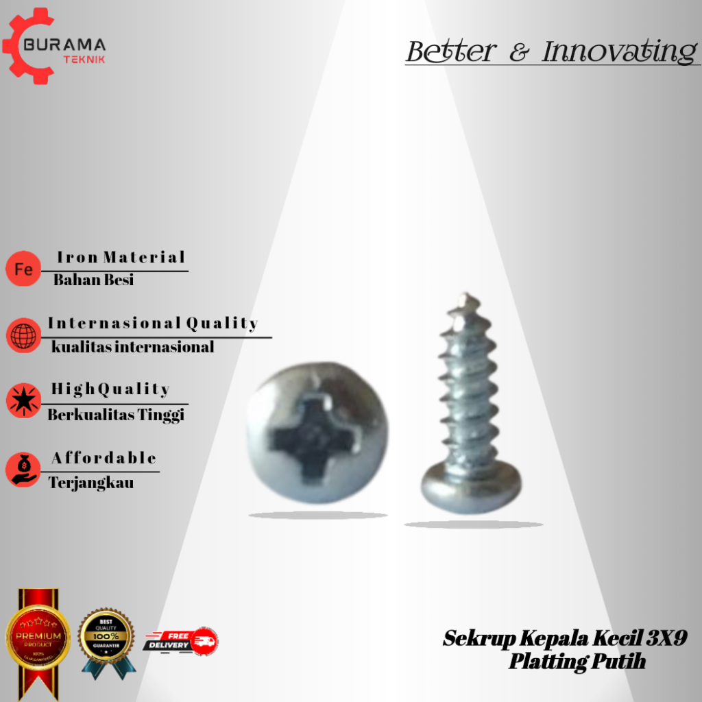 Sekrup Kepala Kecil 3X9 Platting Putih,,SEKRUP GYPSUM BAJA - BAUT SKRUP KAYU