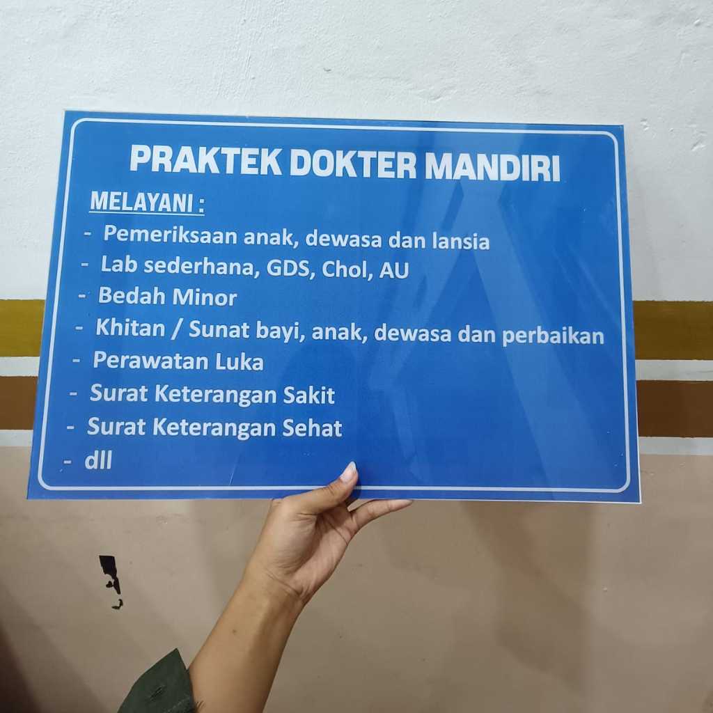 

PAPAN AKRILIK dan STIKER, PAPAN PRAKTEK DOKTER MANDIRI, AKRILIK CUSTOM, FREE DESAIN ( A 281 )