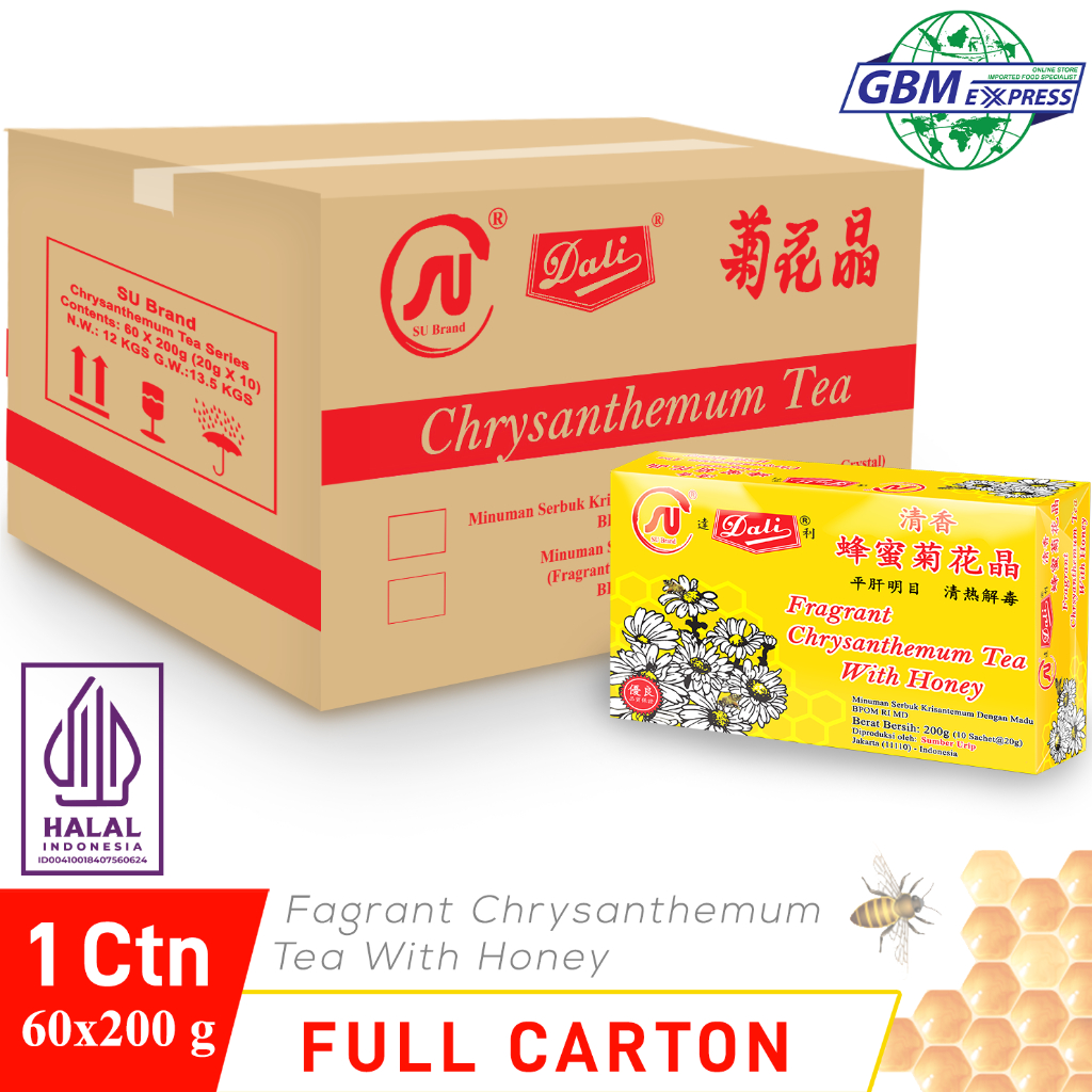 

SU Brand Full Carton Pack Chrysanthemum with Honey Membantu Redakan Panas Dalam 200g - 60 Pcs