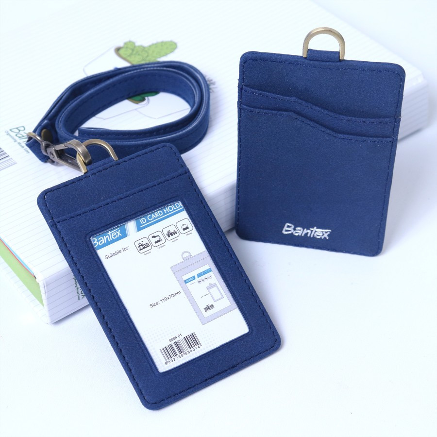 

Bantex ID Card Leather / Name Tag Holder Kulit Sintetis Portrait Lanyard Tali Warna Blue #8884