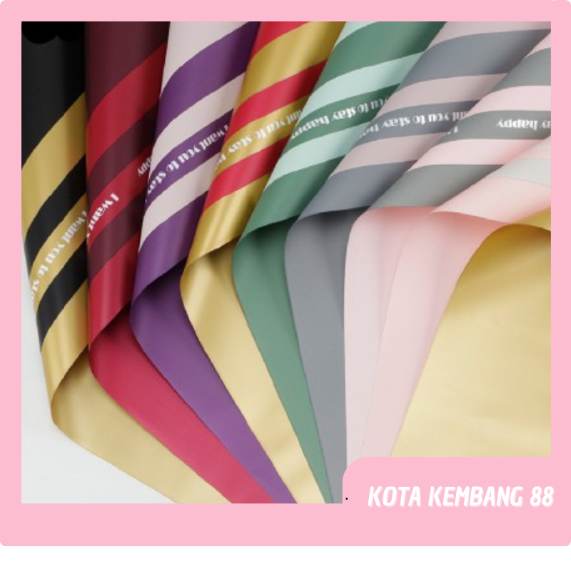 

20 LEMBAR Flower Wrapping Kertas Buket Gold Line Double Frame Cellophane Hand Bouquet KB086