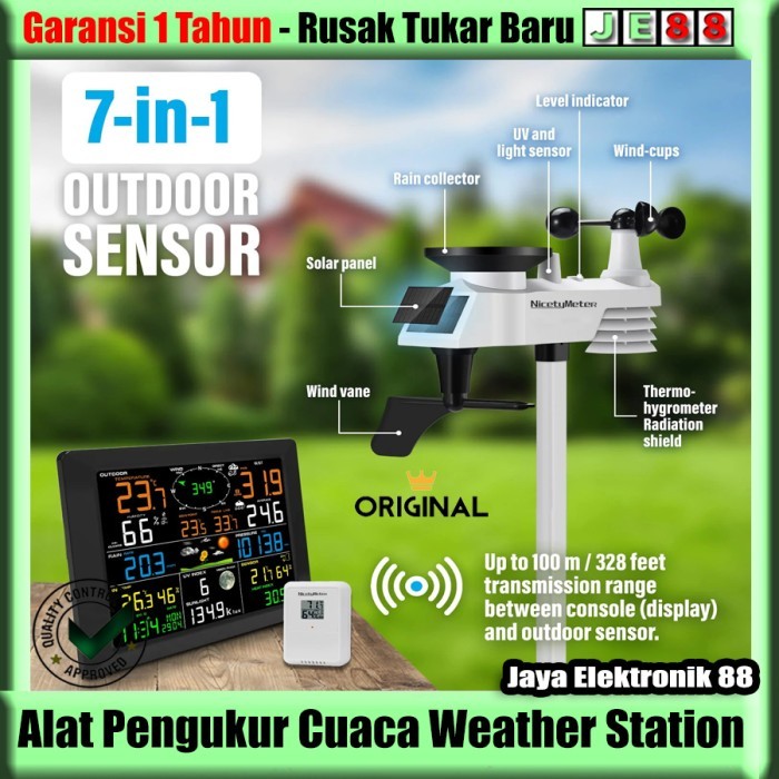 Alat Pengukur Cuaca iklim, Curah Hujan, Radiasi UV, Dew Point, Sunlight, HI, Arah Angin, dll