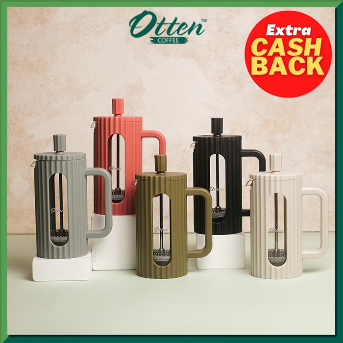 Kaia French Press - Otten Coffee Tea Plunger Glass / Alat Kopi Gelas Kaca Minimalis Pastel 350ml - A