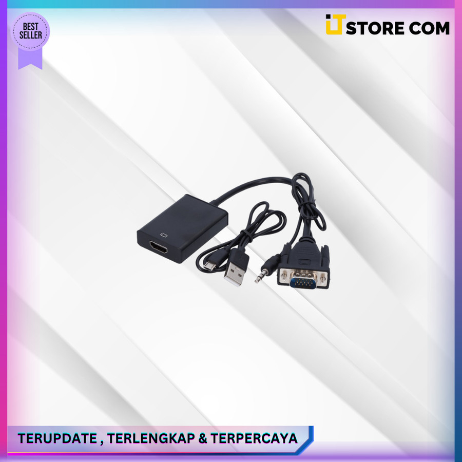 CONVERTER VGA TO HDMI DENGAN OUTPUT AUDIO 3.5MM + USB POWER