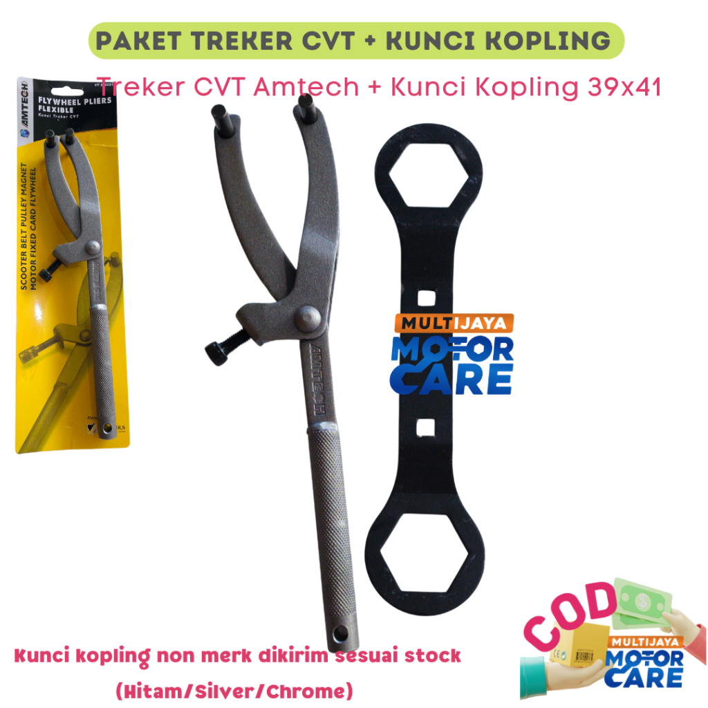 Paket Kunci Treker CVT Tahanan Motor Matic Universal & Kunci Mur Kopling Ring 39 X 41
