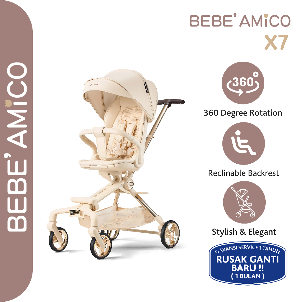 BEBE AMICO X7 Stroller / Reversible Stroller / Kereta Bayi Dua Arah / Stroller 2 Arah Lipat