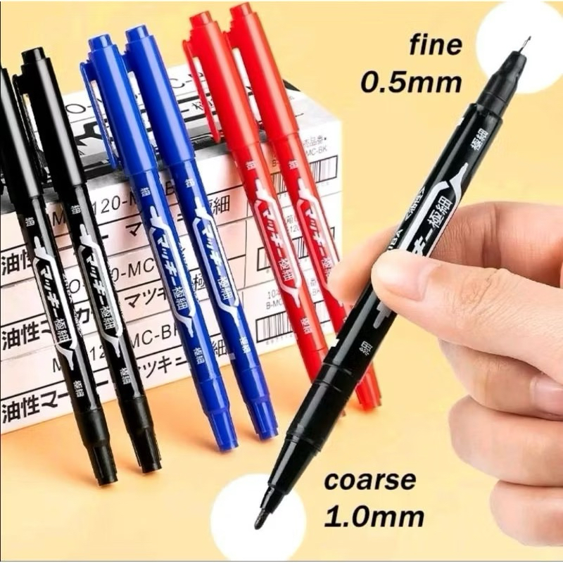 

Pulpen Spidol 2in1 ujung pulpen dan spidol merah hitam biru alat tulis murah