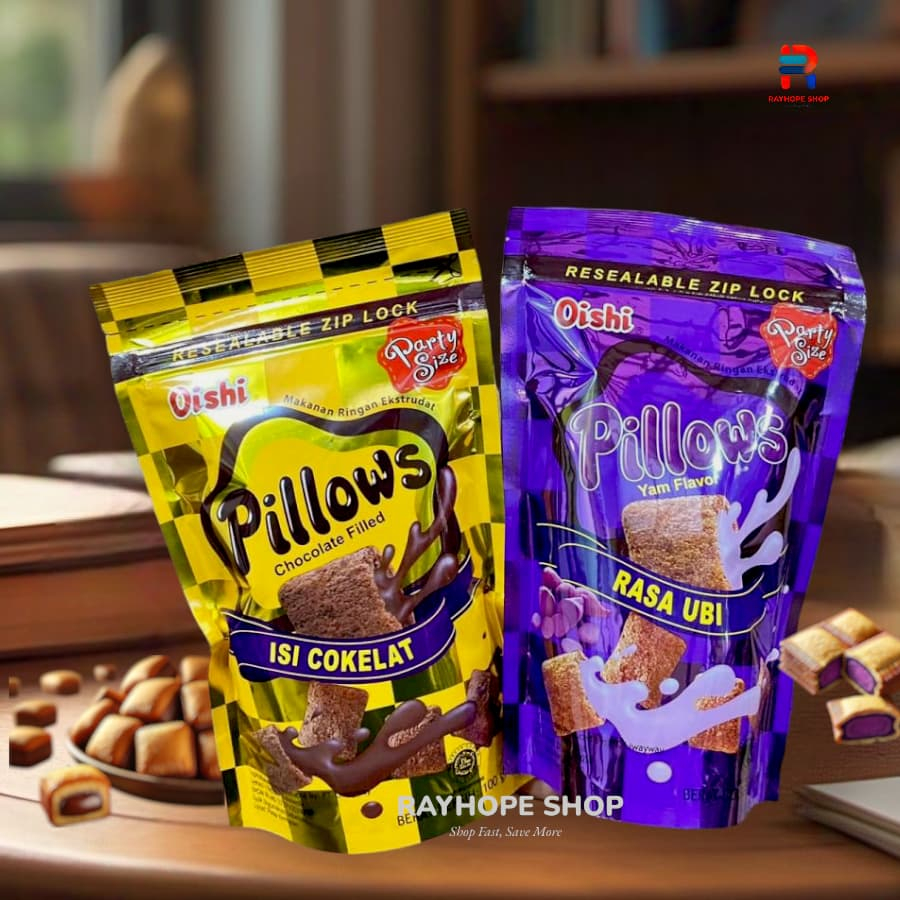 

PROMO Snack Makanan Ringan Cemilan Instan Instant Oishi Pillows Bantal Rasa Ubi Yam Flavor Isi Cokelat Chocolate Coklat Filled Paty Size 100gram 100 gram gr Ekstrudat Murah Termurah Usaha Kekinian Viral Ide Jualan UMKM Viral Warung Toko Kelontong Parcel