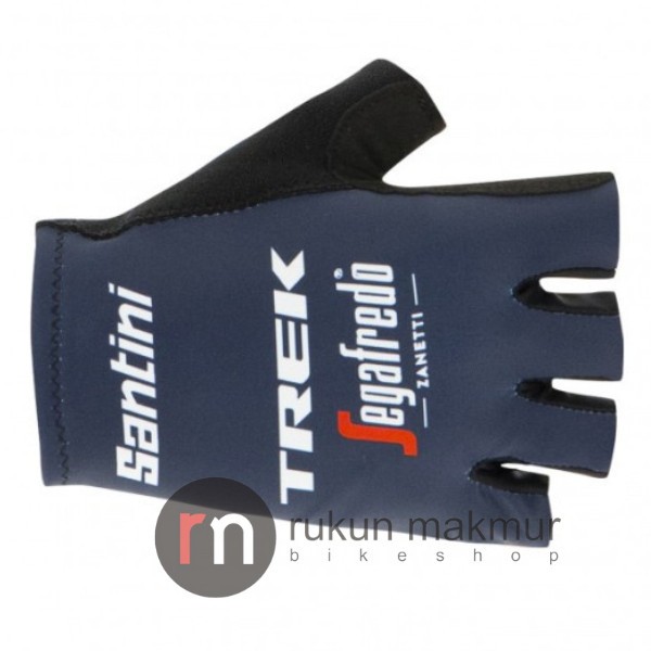 Santini Men Road Cycling Gloves Team Trek Segafredo Blue - Sarung Tangan Sepeda Balap RoadBike Warna