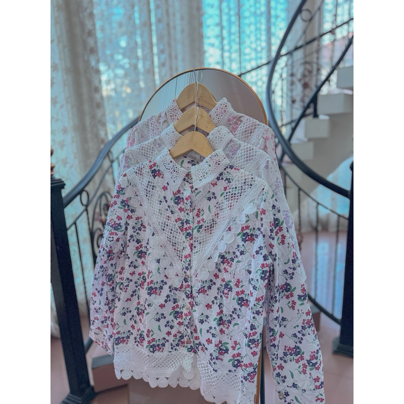 [SALE] Hana Blouse Katun Bordir Renda Motif Bunga