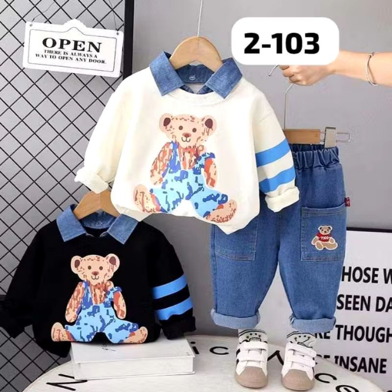 (BISA COD) 1-5 tahun SETELAN 3IN1 JAKET HOODIE ANAK COWOK IMPORT MURAH / SET HOODIE JACKET BABYBOY /
