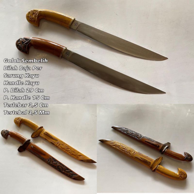 Bear Pisau Dapur Tajam Bahan Gergaji Baja Per Sarung Kayu Sonokeling