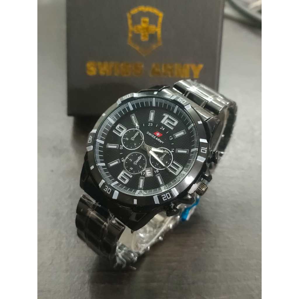 (TM) JAM TANGAN  SWISS ARMY FITUR CRONO VARIASI /TANGGAL AKTIF/ EKSLUSIF FASHION  S9868