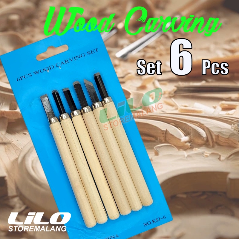 Alat Pahat kayu Pisau Ukir Wood CARVING tool kayu sabun clay  DIY Set 6 pcs L407