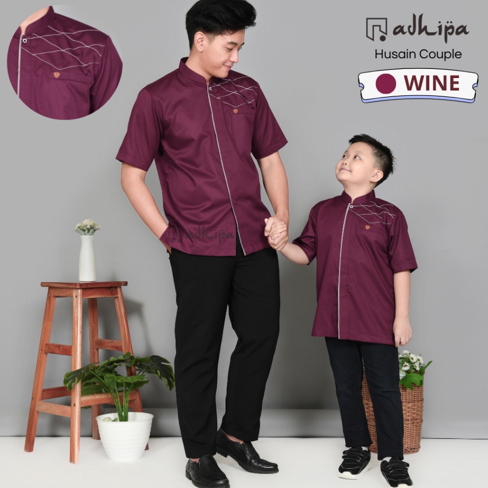 KODE Y79G Adhipa Koko Couple Husain Ayah dan Anak Warna Ungu Burgundy WINE