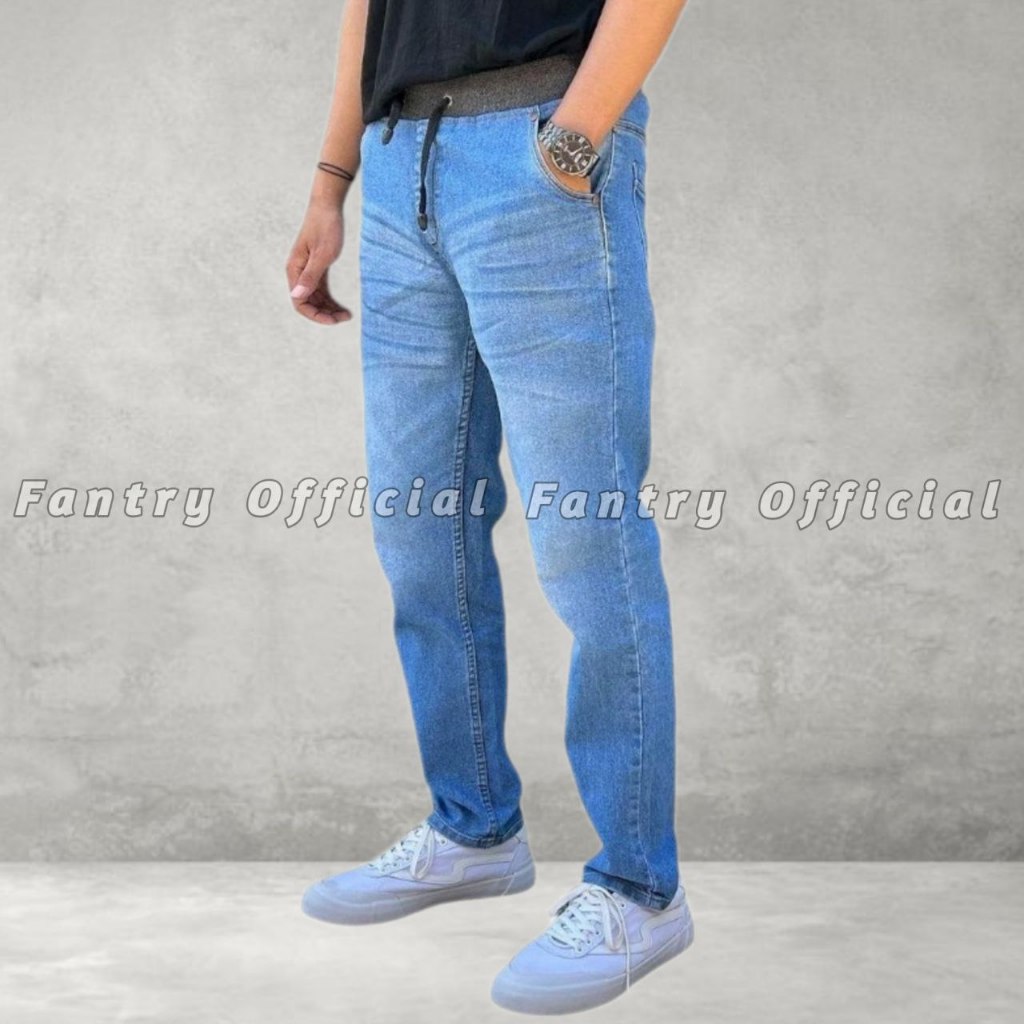 CELANA JEANS PANJANG PRIA PINGGANG KARET SKINNY / JEANS PANJANG PRIA PINGGANG KARET_ BISA COD