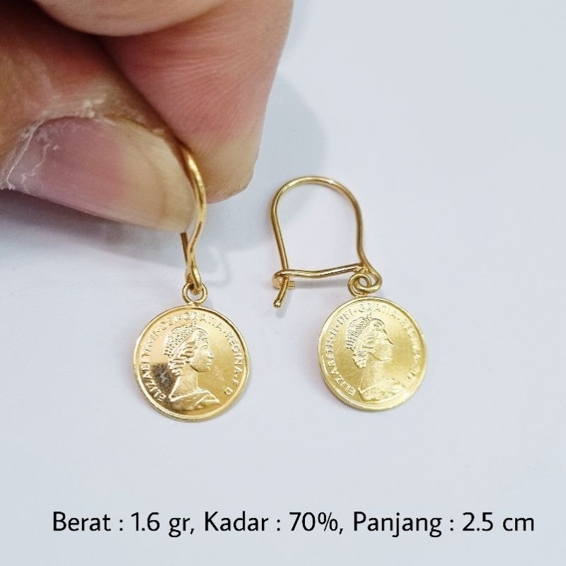 Anting Emas Kawat Koin Kadar 16K 70% 700 - NF / 1.6 gr