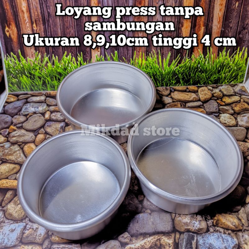 LOYANG KUE BOLU MINI BULAT PRESS 1 SET ISI 3 PCS UKURAN 8 CM 9 CM 10 CM BAHAN ALUMUNIUM / CETAKAN BO