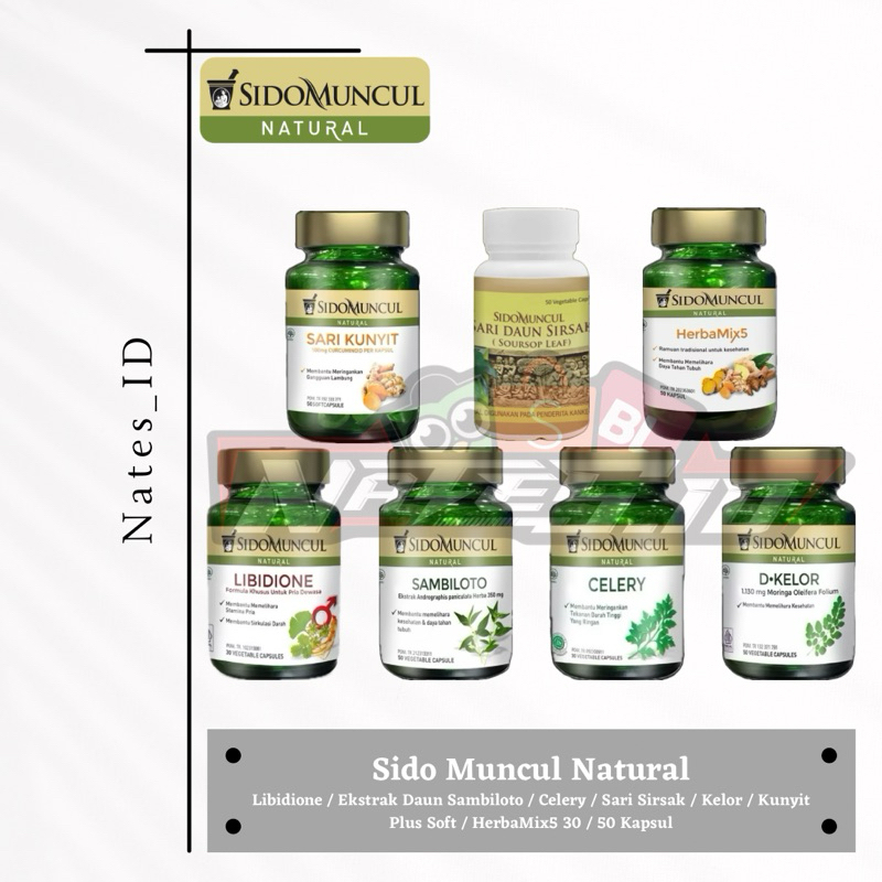 Sido Muncul Natural Libidione / Ekstrak Daun Sambiloto / Celery / Sari Sirsak / Kelor / Kunyit Plus 