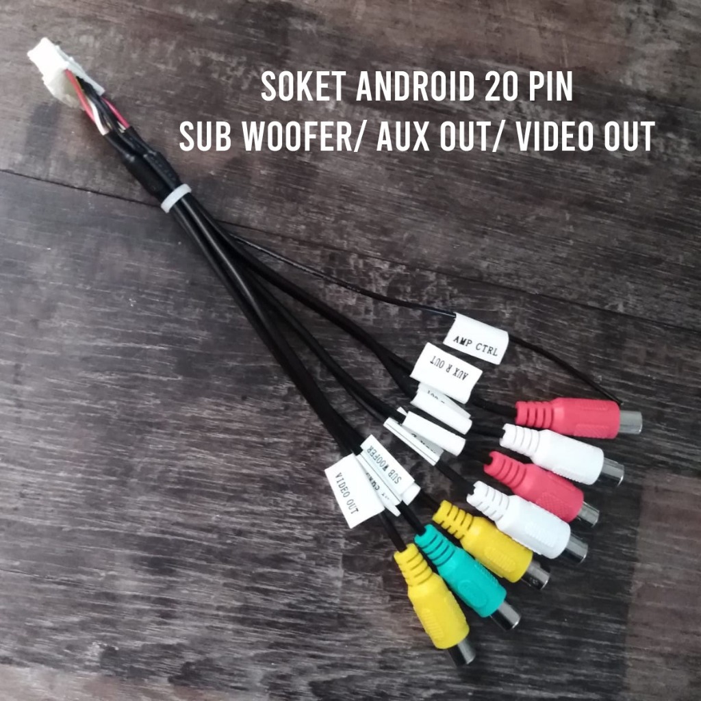 GROSIRAN Soket RCA Audio Video Subwoofer Kamera Out Headunit Mobil Android 20 pin