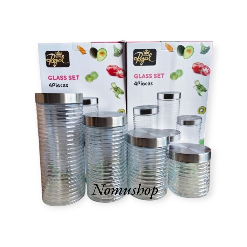 toples kaca bening set 4pcs wadah snack kue jajanan