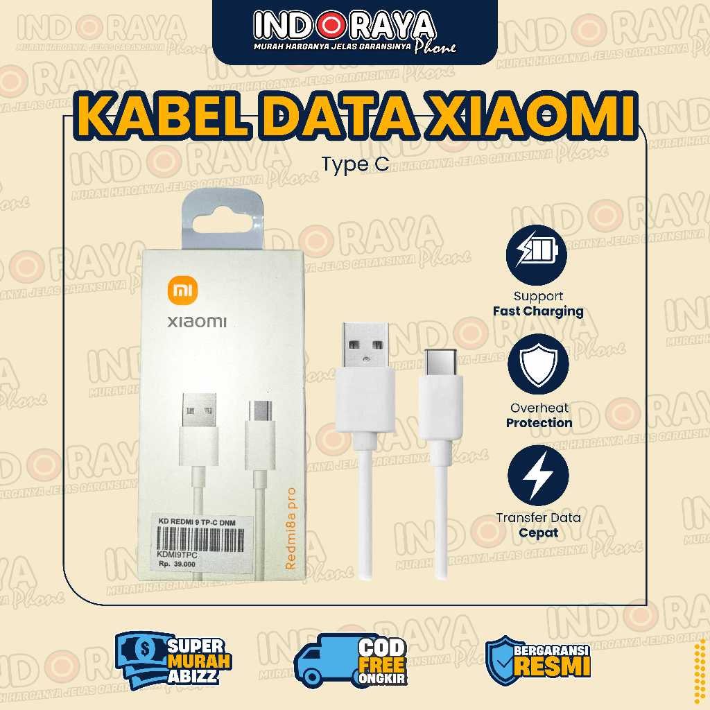 Kabel Data Xiaomi Type C Fast Charging Redmi 9 8A Pro Casan HP Cable USB To TipeC | Original