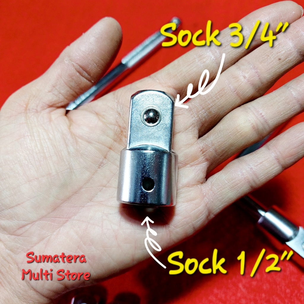 Jetjotools Adaptor Sock 1/2 inch ke 3/4 inchi - Sambungan Kunci Socket 1/2" x 3/4" - Soket Besar Kec