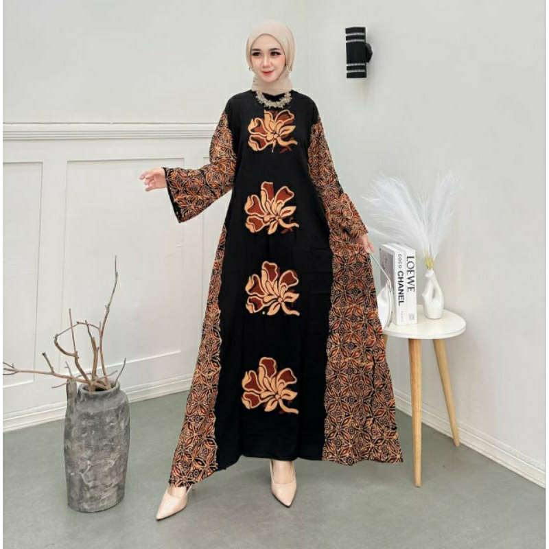 Zialova Gamis Batik Cap Premium Busui Batik Wanita AllSize Busana Muslimah Elegant Homewear