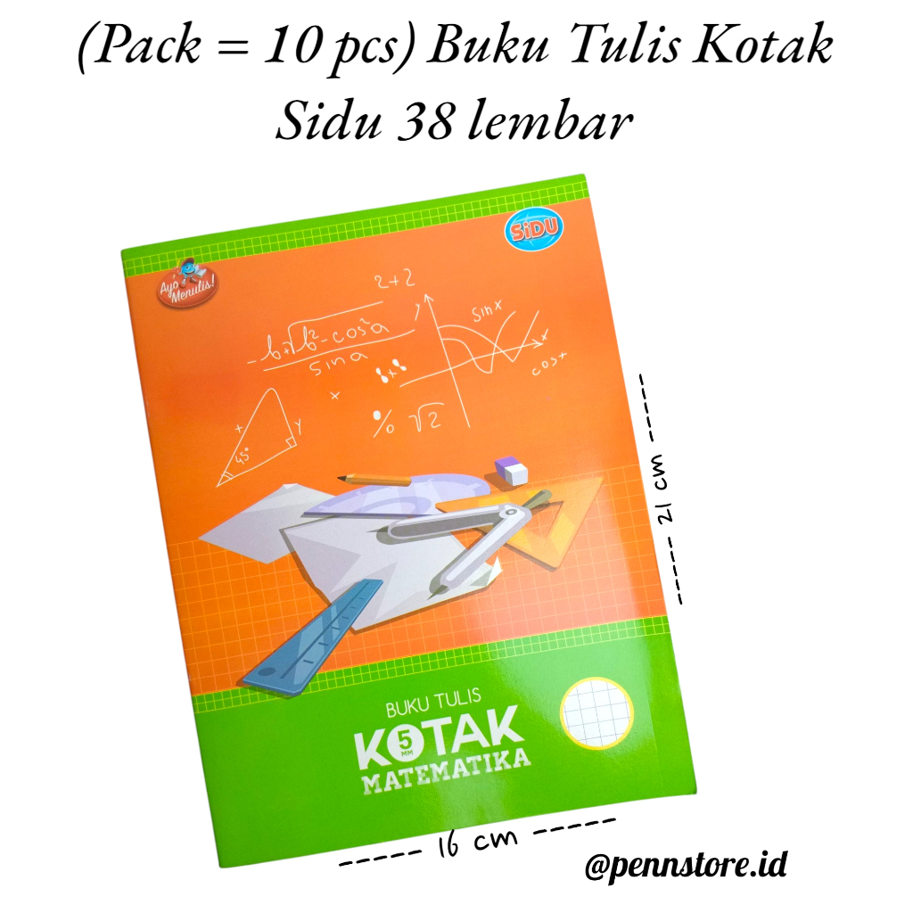 

(Pack = 10 buku) Buku Tulis Kotak Sidu 38 lembar isi 10 buku - Buku matematika kotak strimming
