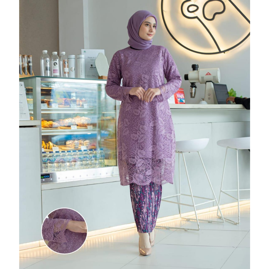 Lilac I Atasan & Setelan 𝗞𝗲𝗯𝗮𝘆𝗮 𝗧𝘂𝗻𝗶𝗸 𝗠𝗼𝗱𝗲𝗿𝗻 / Kebaya Wisuda / Baju Wanita Dress Kombinasi Kondangan