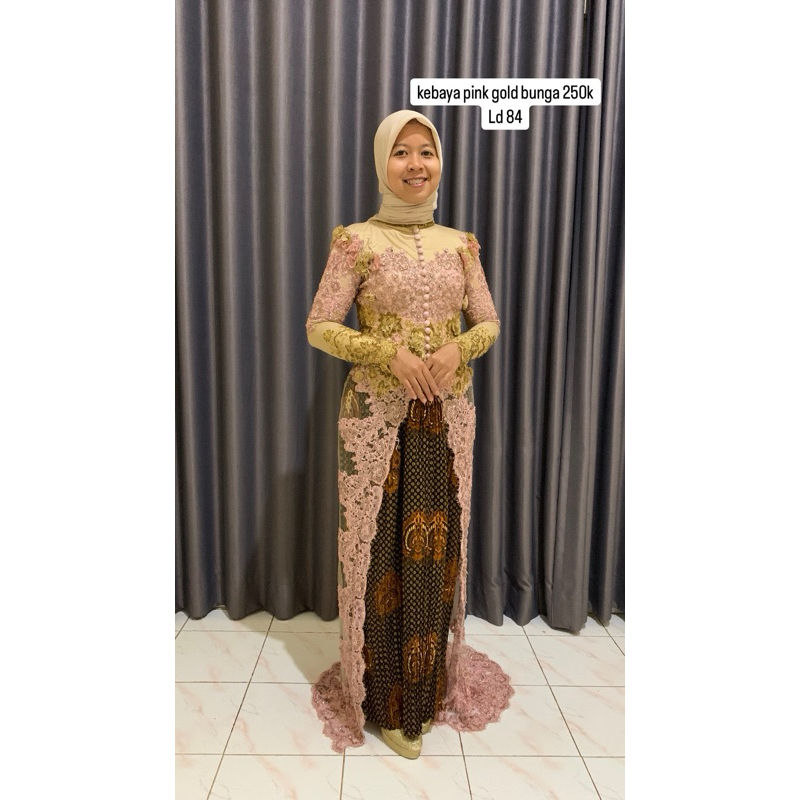 Kebaya Pink Gold Bunga