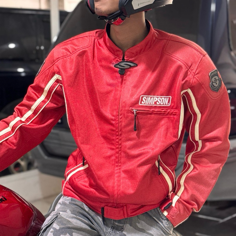 Jaket Simpson Red Big Logo Mesh Original