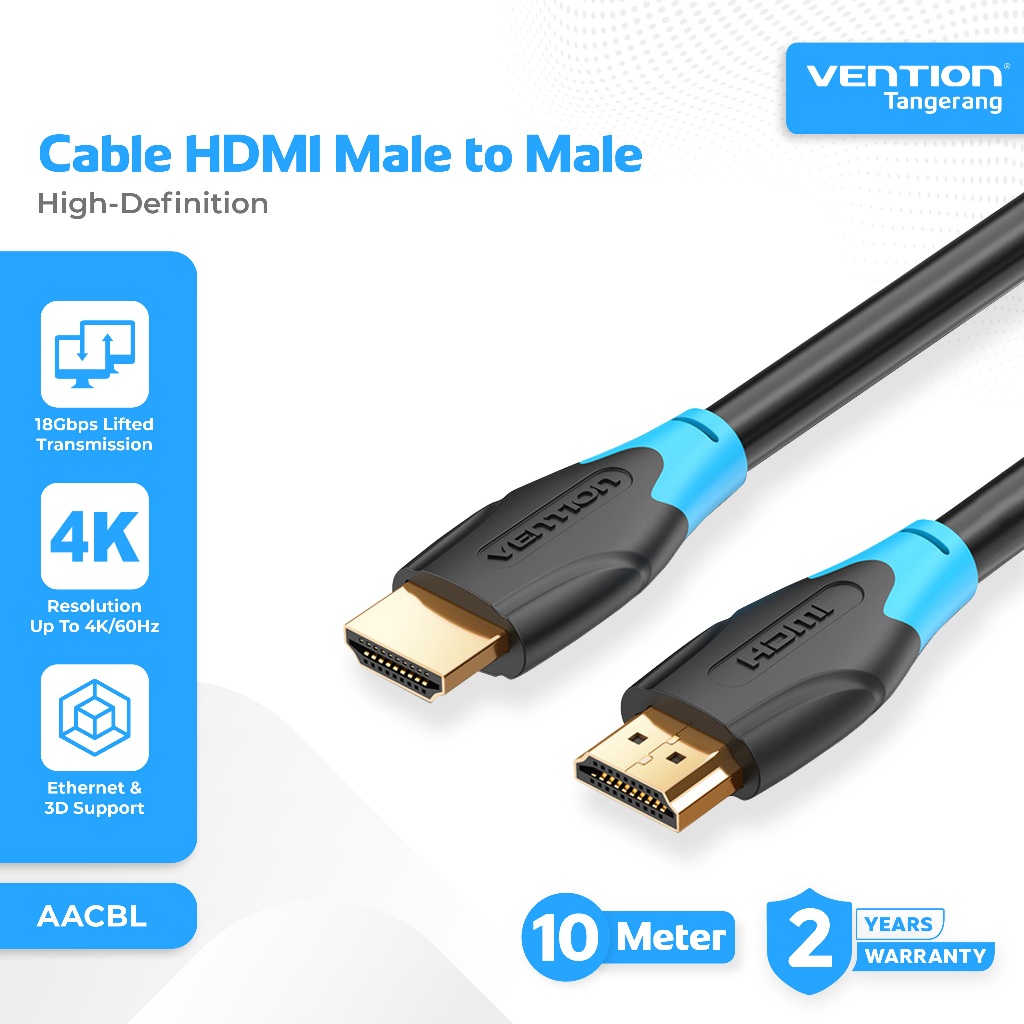 Vention Kabel HDMI 2.0 4K Ultra HD High Speed Quality 3D Support HDMI Cable 10M 10 Meter - AACBL