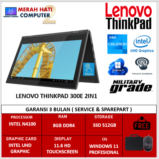 Laptop Murah Touchscreen Lenovo Winbook 300E 2in1 Intel N4100 8gb 512gb Touchscreen windows 11