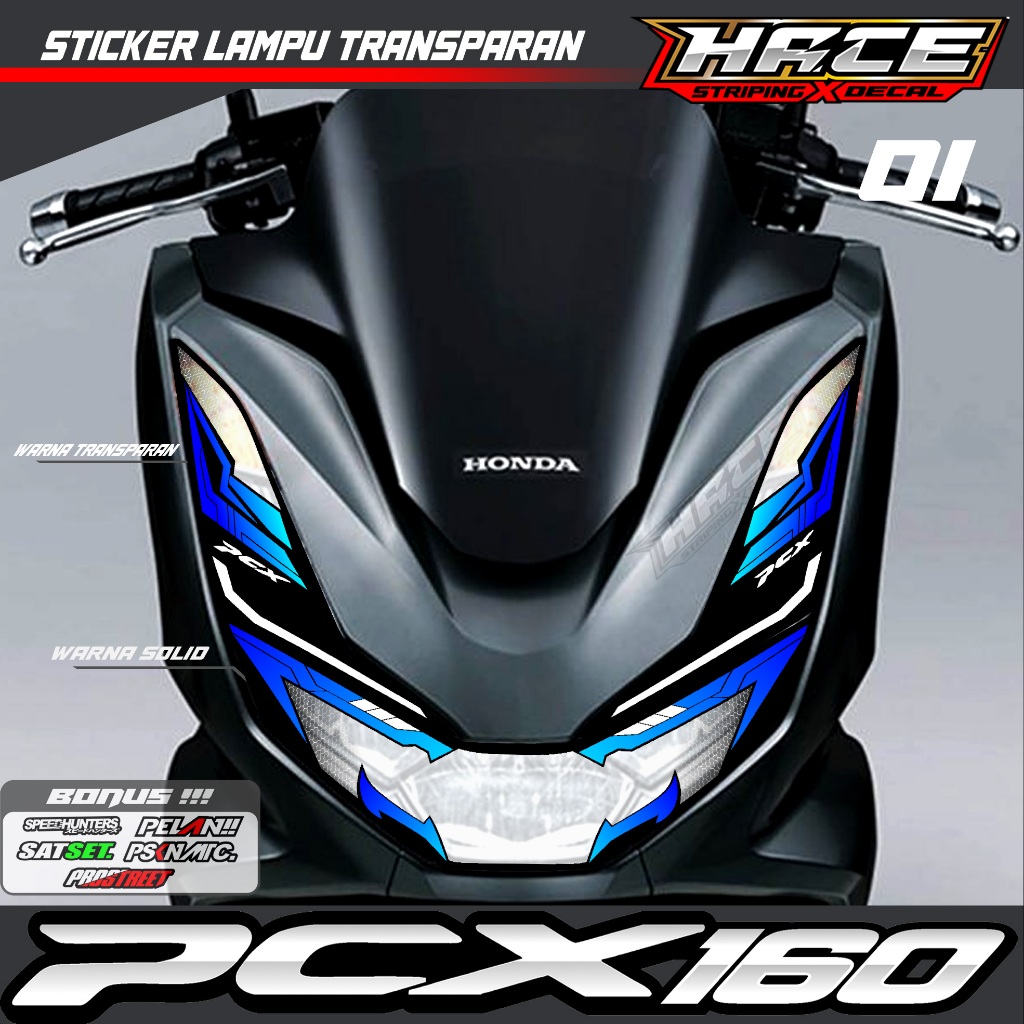 KODE 01 STIKER VARIASI LAMPU ALIS DEPAN MOTOR PCX 160 - STIKER ALIS LAMPU PCX 160 SIMPLE GRAFIK